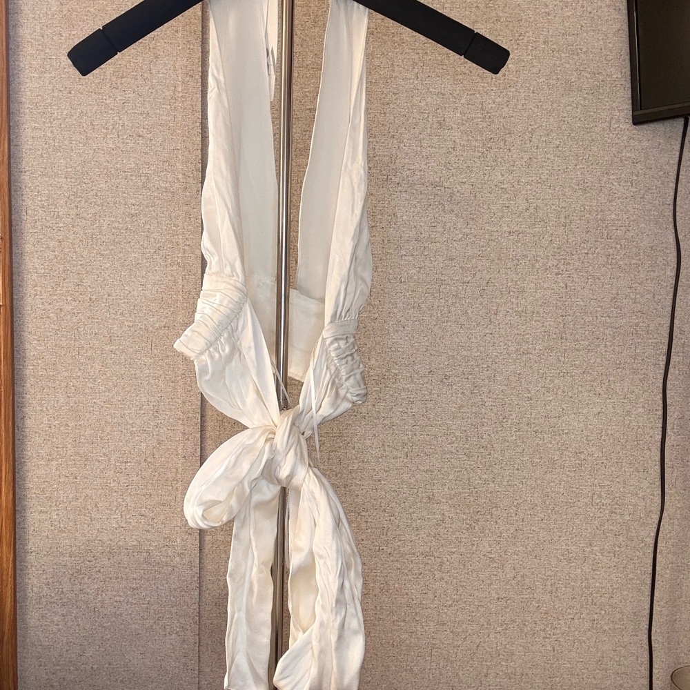 Zara White satin Halter Top - Picture 2 of 5